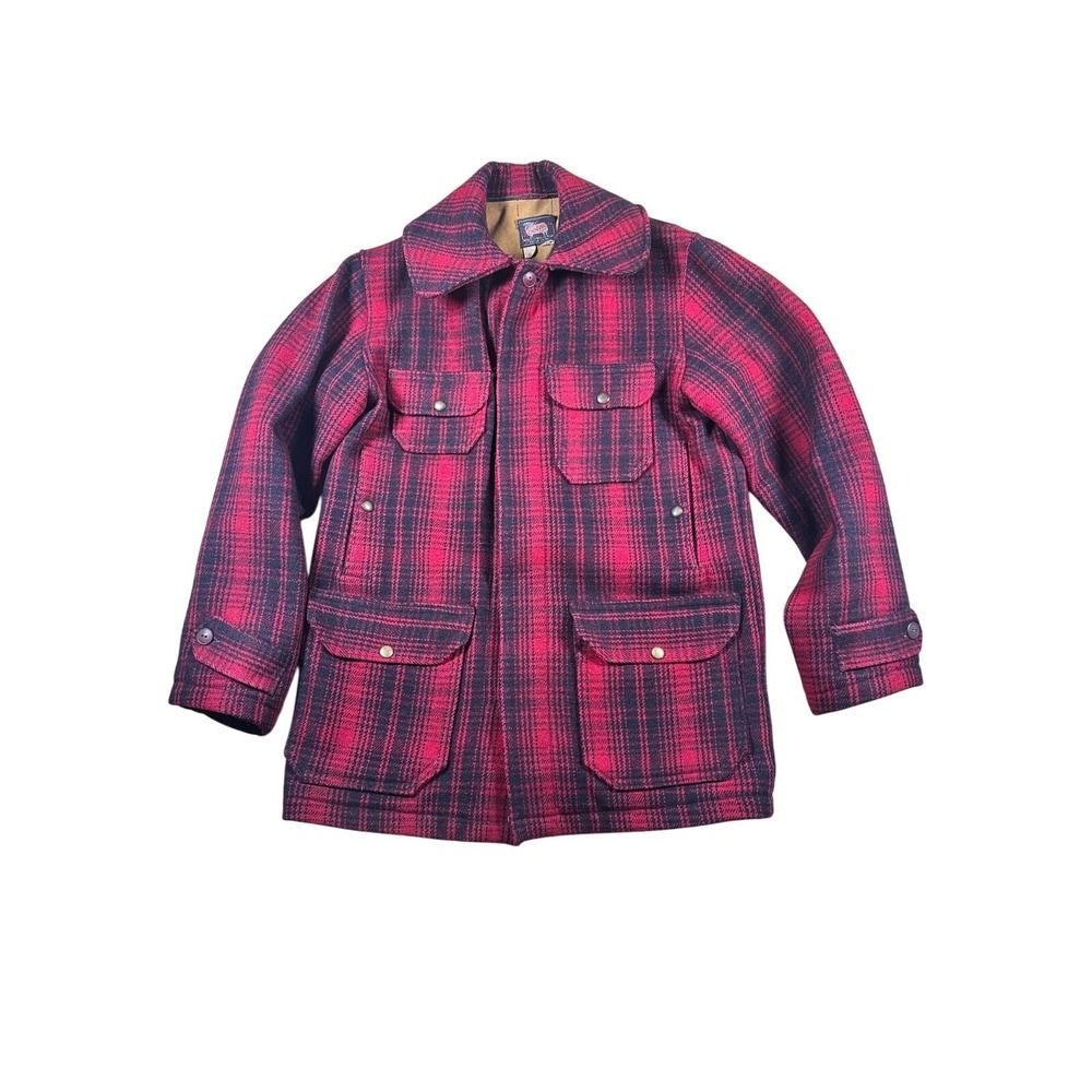 Vintage Woolrich Woolen Mills Mackinaw Jacket Mens 36 Red Plaid Pockets Outdoor